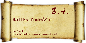 Balika András névjegykártya