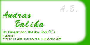 andras balika business card